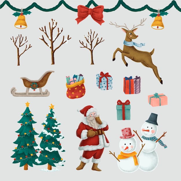 Conjunto de ilustraciones de navidad dibujadas a mano | Descargar