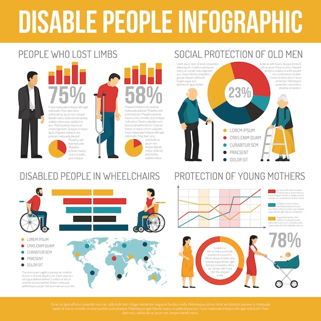 Conjunto De Infografía Personas Con Discapacidad | Vector Gratis