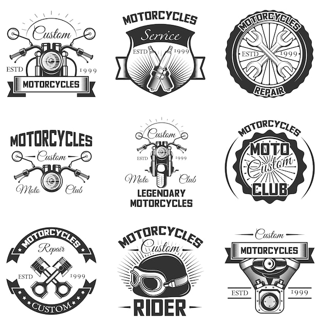 Conjunto De Insignias Y Logotipos De Motocicletas Antiguas Vector Premium