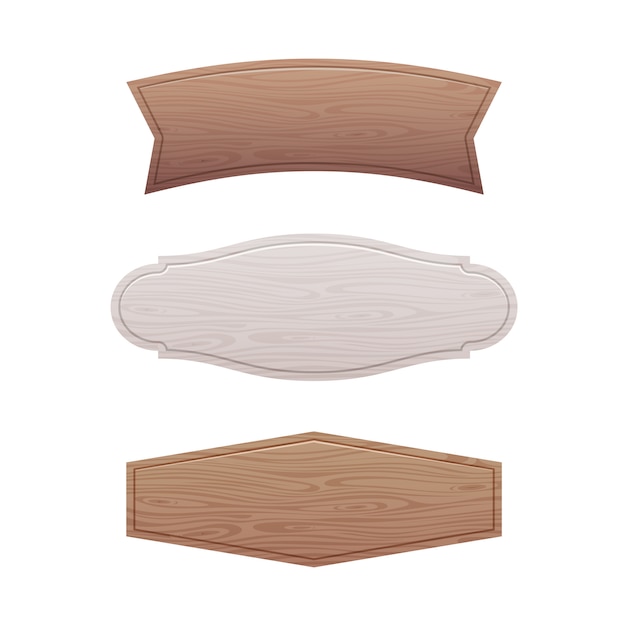 Conjunto De Letrero De Madera Vac O Vector Premium