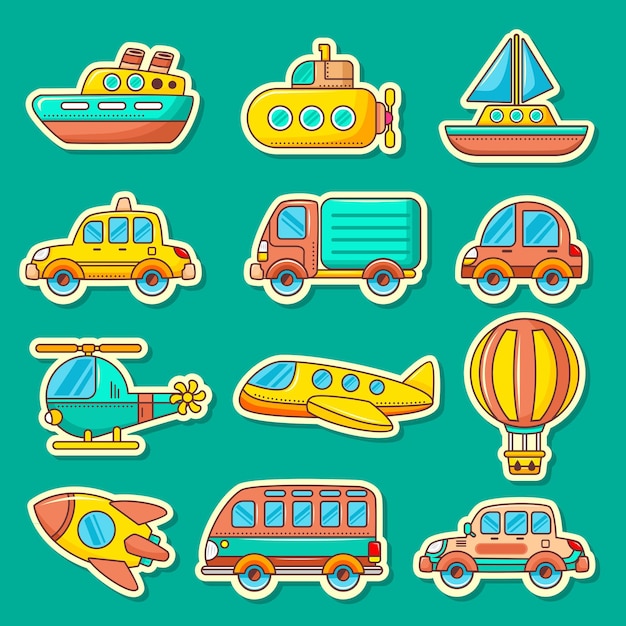 Conjunto De Lindos Juguetes De Transporte Vector Premium 