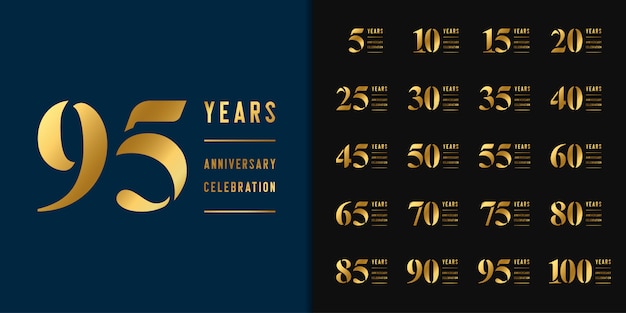 Conjunto De Logotipo De Aniversario Vector Premium