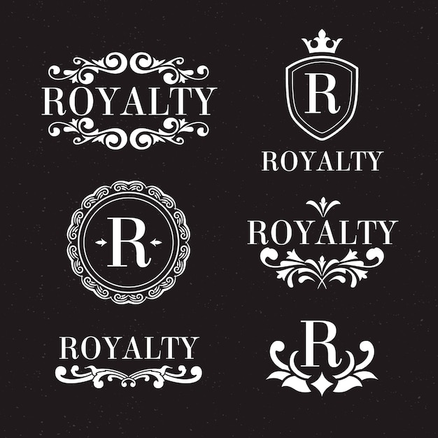 Conjunto de logotipo retro de lujo vector gratuito