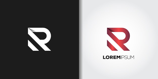 Conjunto De Logotipo Rojo Letra R Vector Premium