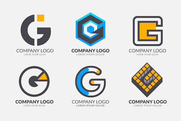 Conjunto De Logotipos De Letra G De Diseño Plano Vector Gratis