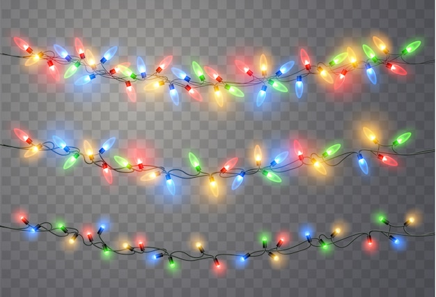 Conjunto De Luces De Navidad Vector A O Nuevo Decorar Guirnalda Con