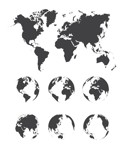 Conjunto De Mapa Del Mundo Vector Premium