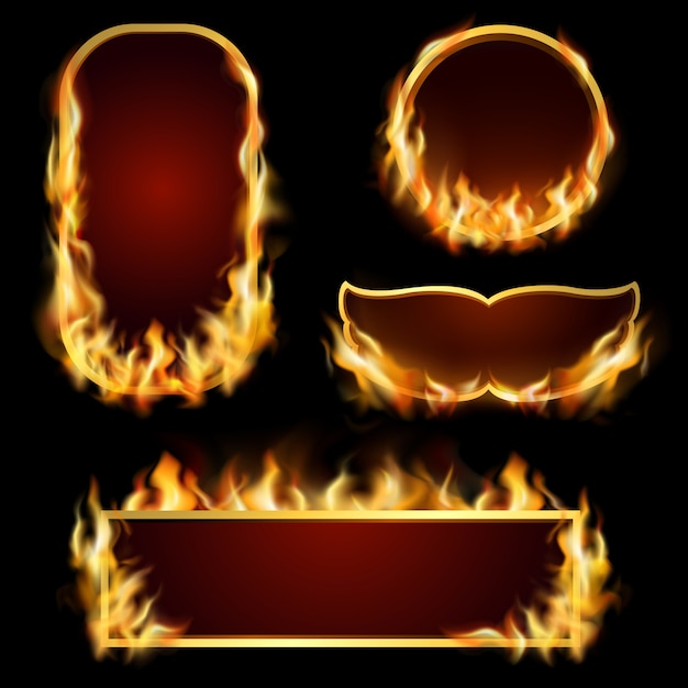 Conjunto De Marcos De Fuego Vector Gratis