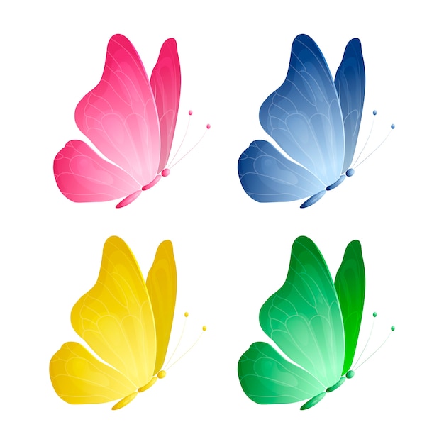 Conjunto De Mariposas De Dibujos Animados En Color Vector Premium 3506