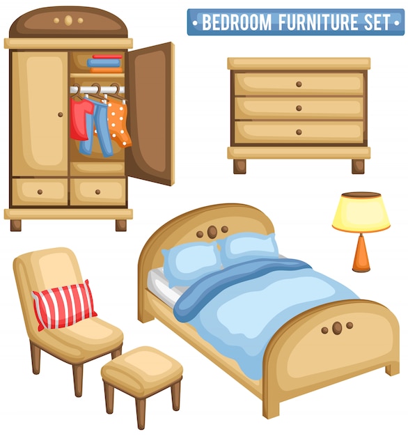 Conjunto De Muebles De Dormitorio Vector Premium