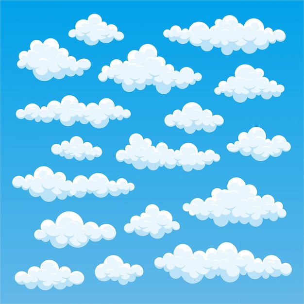 Conjunto De Nubes De Dibujos Animados Sobre Fondo De Cielo Azul My Xxx Hot Girl 1107