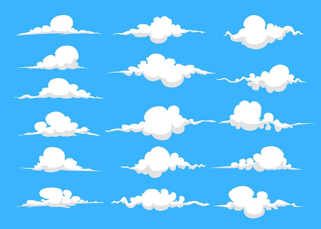 Conjunto De Nubes De Dibujos Animados Vector Premium