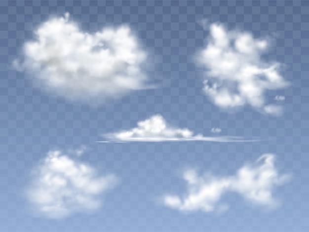 Conjunto De Nubes Realistas Ilustracion De Diferentes Tipos De Cirros Y Cumulos Vector Gratis