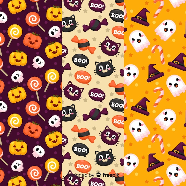 Conjunto de patrón de elementos de halloween vector gratuito