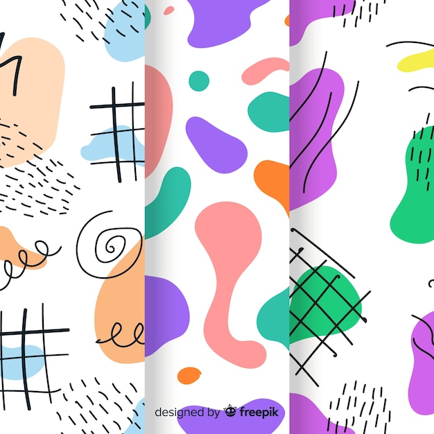 Conjunto de patrones abstractos dibujados a mano vector gratuito