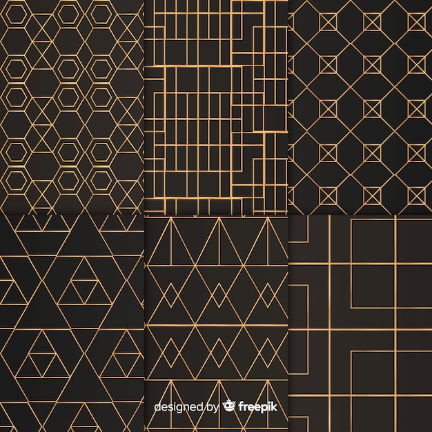 Conjunto de patrones geométricos de lujo vector gratuito