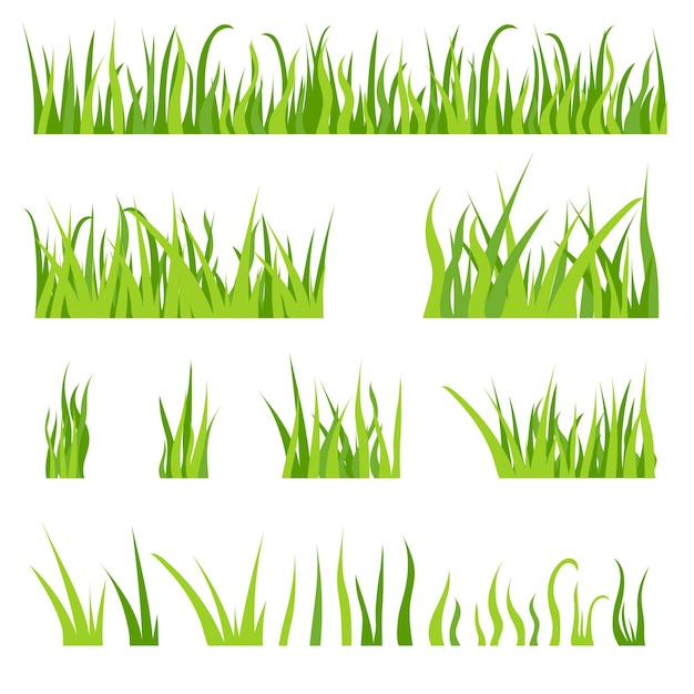 Conjunto De Patrones De Hierba Verde Ilustraciones Vectoriales De