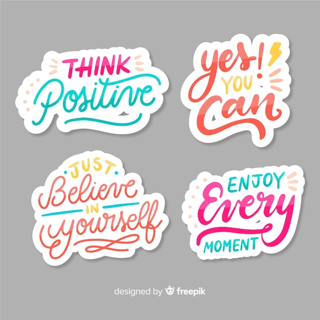 Conjunto De Pegatinas De Letras Motivacionales Vector Gratis