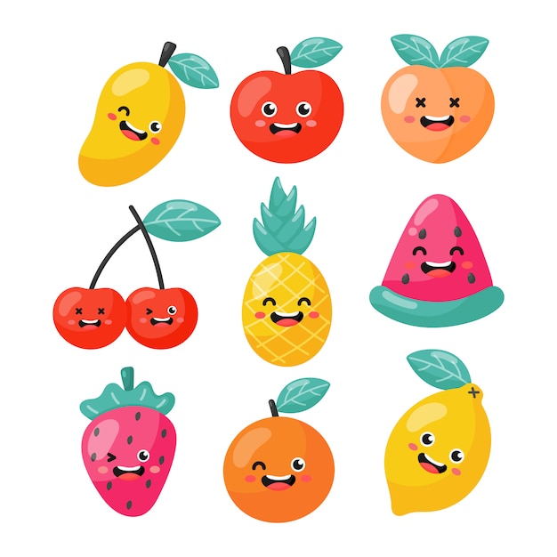 Frutas Dibujos De Comida Kawaii Para Colorear - imagen para colorear