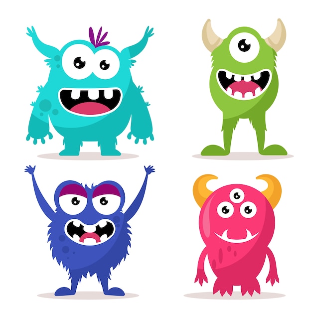 Conjunto de personajes de monstruos lindos | Vector Premium