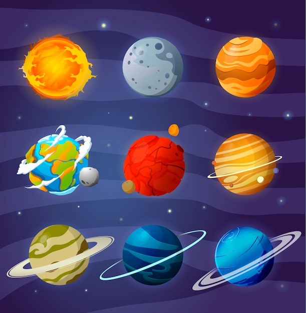 Conjunto De Planetas De Dibujos Animados Vector Premium 4485