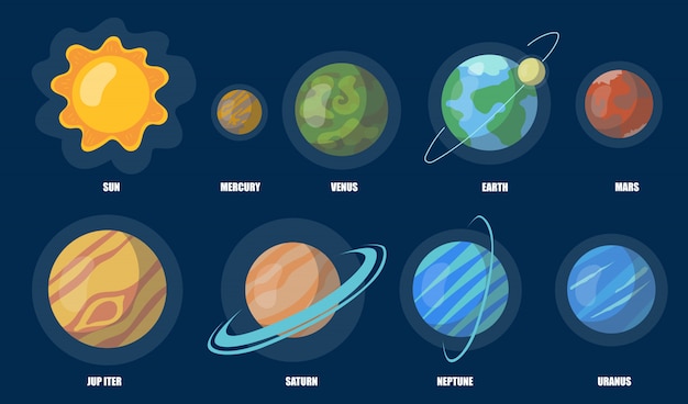 Conjunto De Planetas Del Sistema Solar Vector Gratis