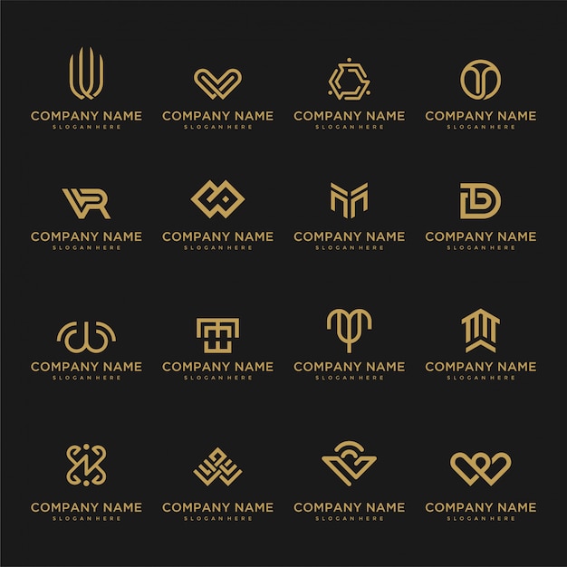 Conjunto De Plantilla De Logotipo Iconos Inusuales Para Negocios