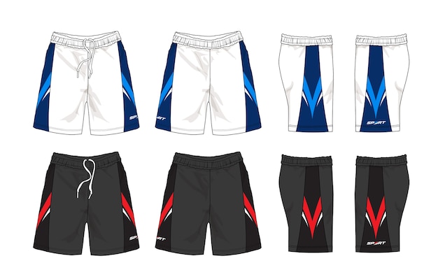 Conjunto De Plantilla De Shorts Deportivos Vector Premium