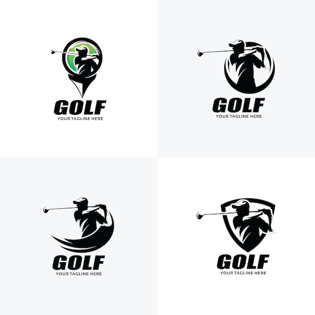 Conjunto De Plantillas De Diseno De Logotipos De Golf Vector Premium