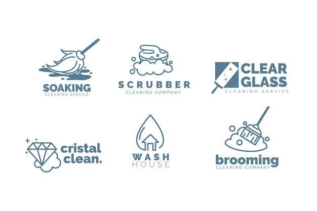 Conjunto de plantillas de logotipo empresarial de limpieza | Vector Gratis