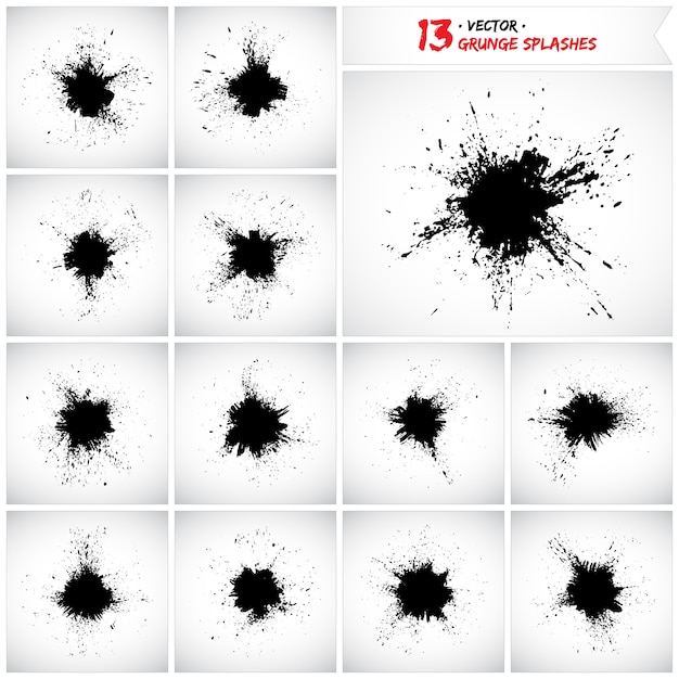 Conjunto de salpicaduras de grunge. pinceles grunge Vector Premium