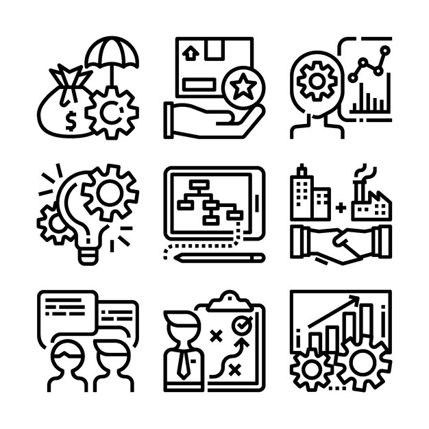 Conjunto simple de iconos de línea relacionados con marketing. Vector Premium