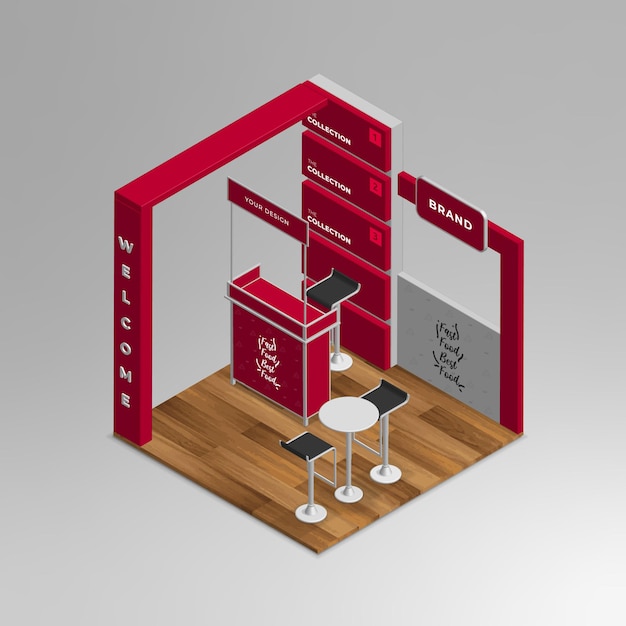 Conjunto De Stand De Exposici N Isom Trica D Realista Vector Premium