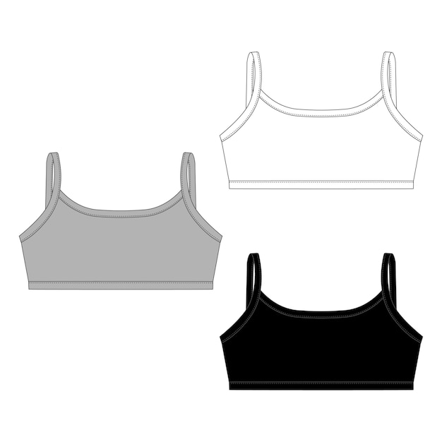 Conjunto De Sujetador Deportivo Niña Dibujo Técnico Plantilla De Diseño Superior De Ropa