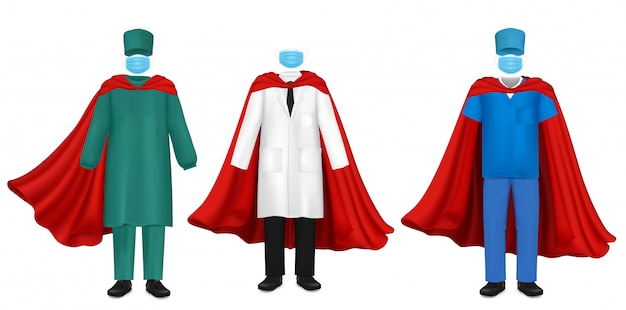 Conjunto de superhéroes de doctor de pandemia de virus corona ...