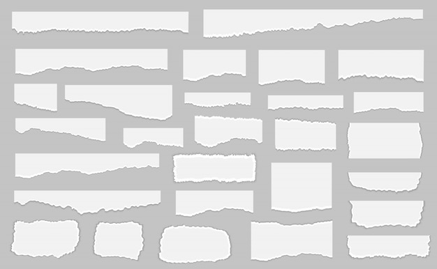 Conjunto De Trozos De Papel Rasgado Blanco Aislado Sobre Fondo Gris Vector Premium 3420