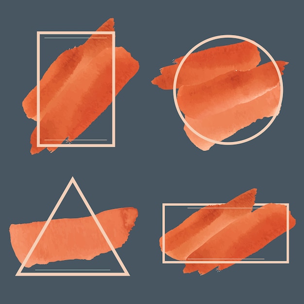 Conjunto de vector de diseño de banner acuarela naranja vector gratuito