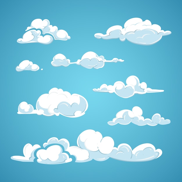 Conjunto De Vector De Nubes De Dibujos Animados Vector Premium 