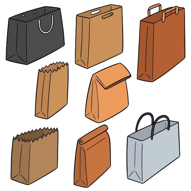 Conjunto De Vectores De Bolsa De Papel Vector Premium