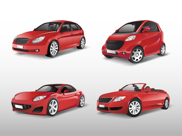 Conjunto De Vectores De Coche Rojo Vector Gratis 9910