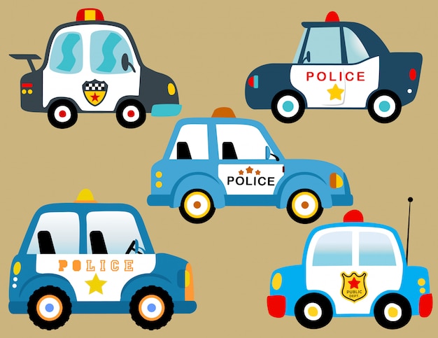 Conjunto De Vectores De Coches De Policía Vector Premium 5897