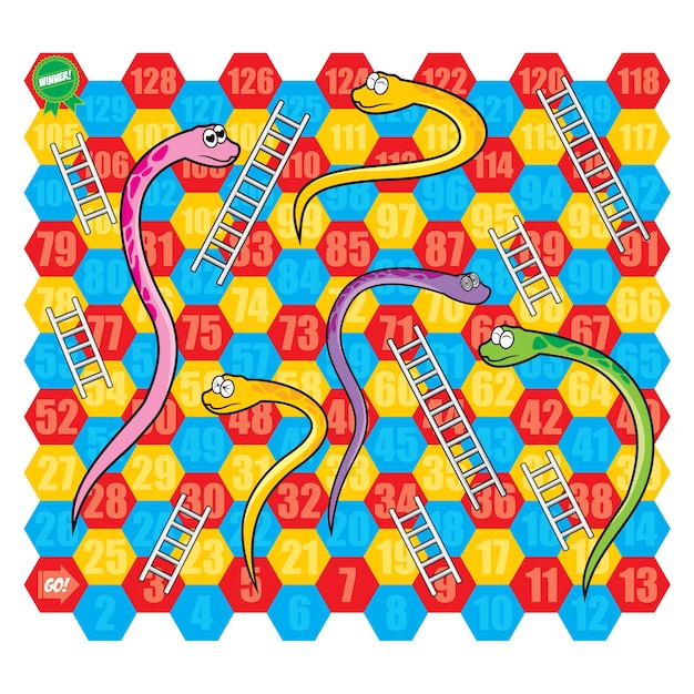 Conjunto de vectores de juego de mesa de serpiente y ...