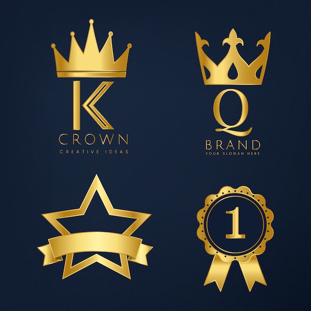 Conjunto de vectores logo dorados vector gratuito