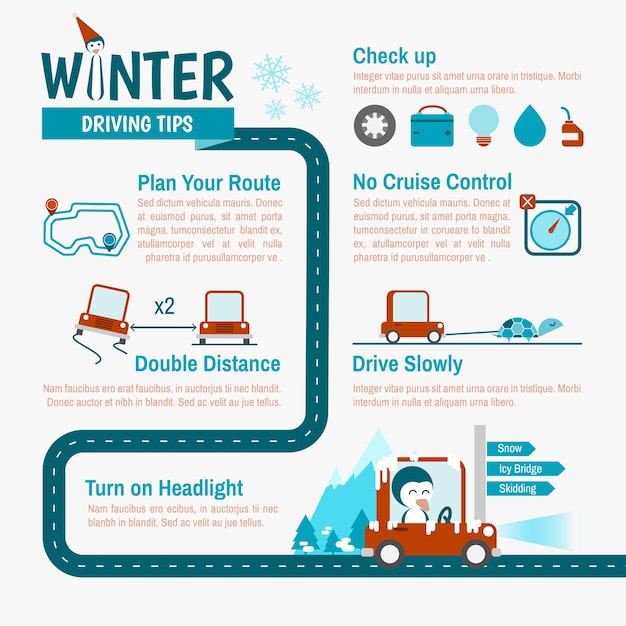 Consejos De Conducción De Invierno Infografías Para Viaje De Seguridad ...