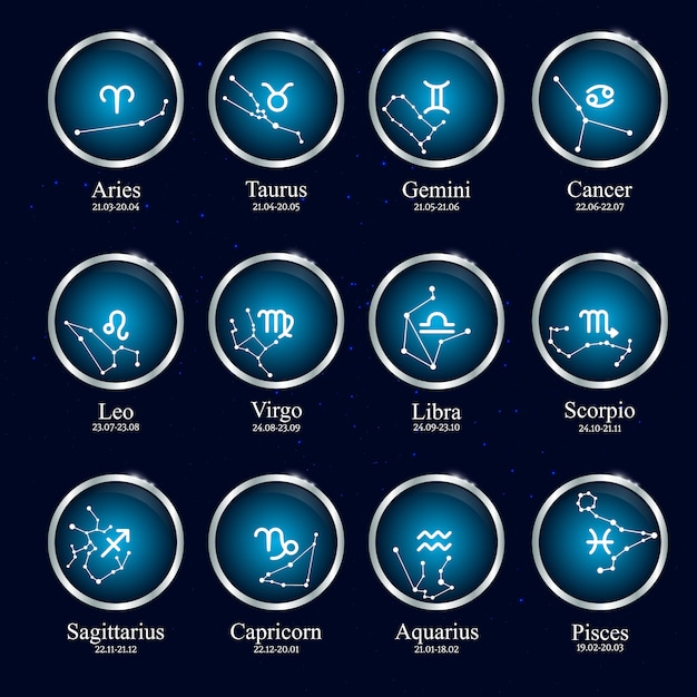 Constelaciones Del Zodiaco Vector Premium 1918