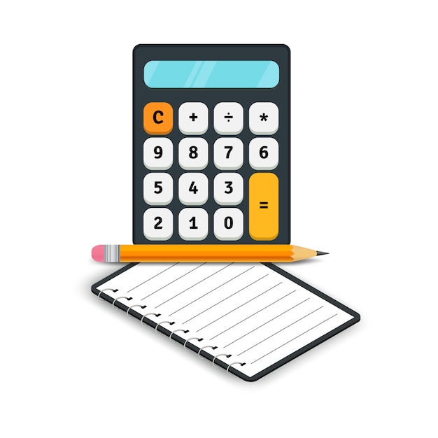 Contabilidad Iconos Planos Calculadora Con El Cuaderno Y El Lápiz