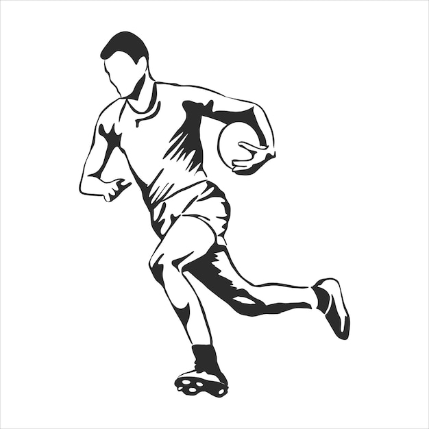 Contorno De Jugador De Rugby De Fútbol Americano Dibujo Vectorial Vector Premium 1961