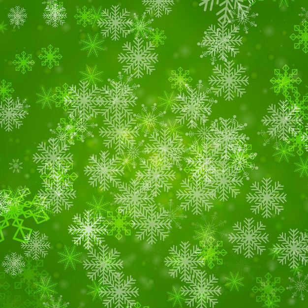 Copos De Nieve Sobre Fondo Verde Vector Gratis