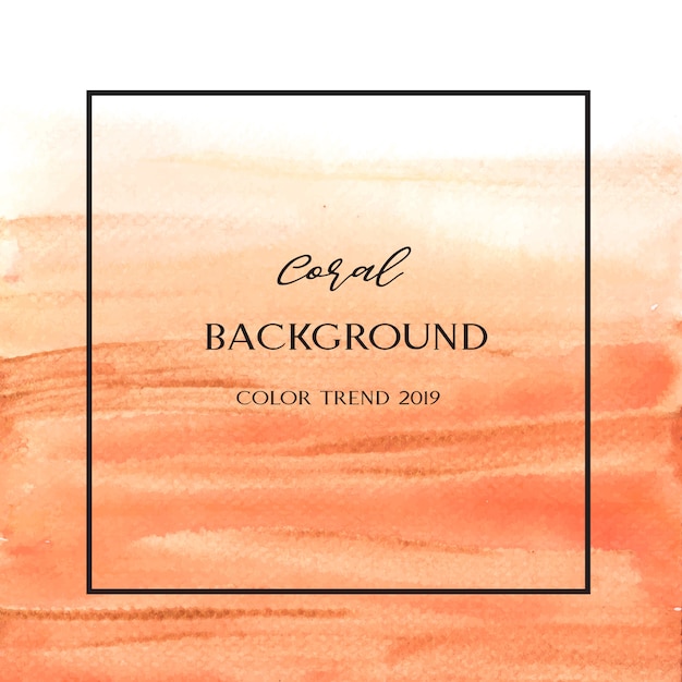Coral color trendy seashell acuarela y oro guache textura de fondo vector gratuito