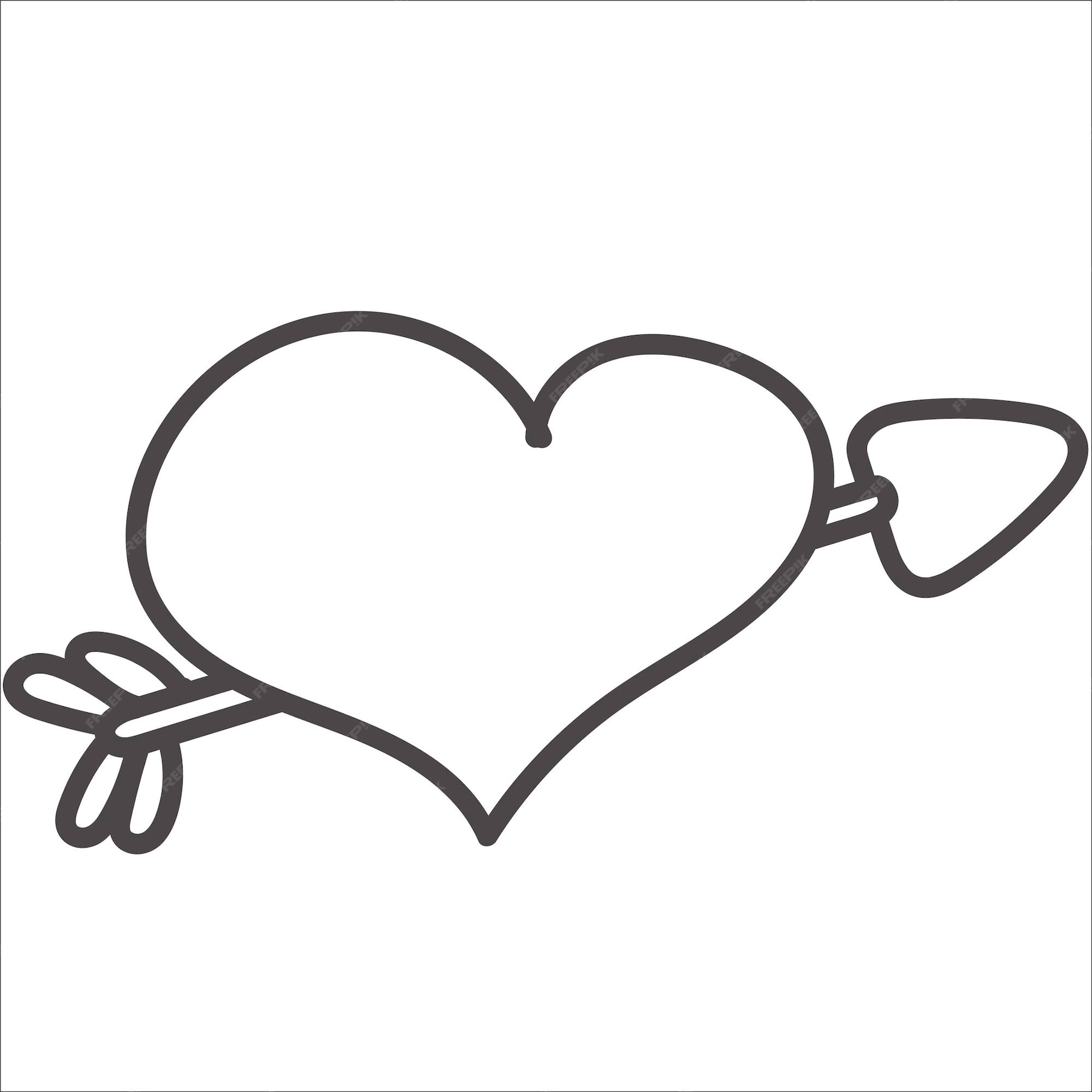 Corazón Atravesado Por Una Flecha Símbolo De Amor Doodle Estilo